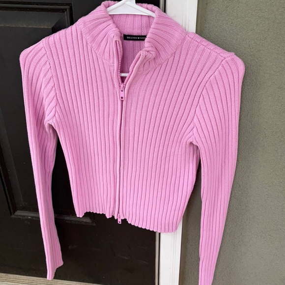 Brandy Melville Sweaters - Soft, ribbed, collared zip up.